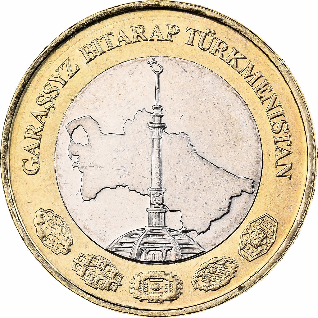 Turkmanistan, Manat, 2010, Bi-Metallic, UNZ, KM:103