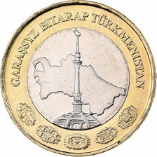 Turkmanistan, Manat, 2010, Bi-Metallic, UNZ, KM:103