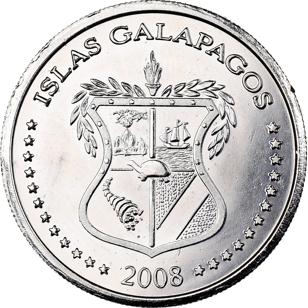 GALAPAGOS ISLANDS, 25 Centavos, 2008, Copper-nickel, MS(63), KM:4
