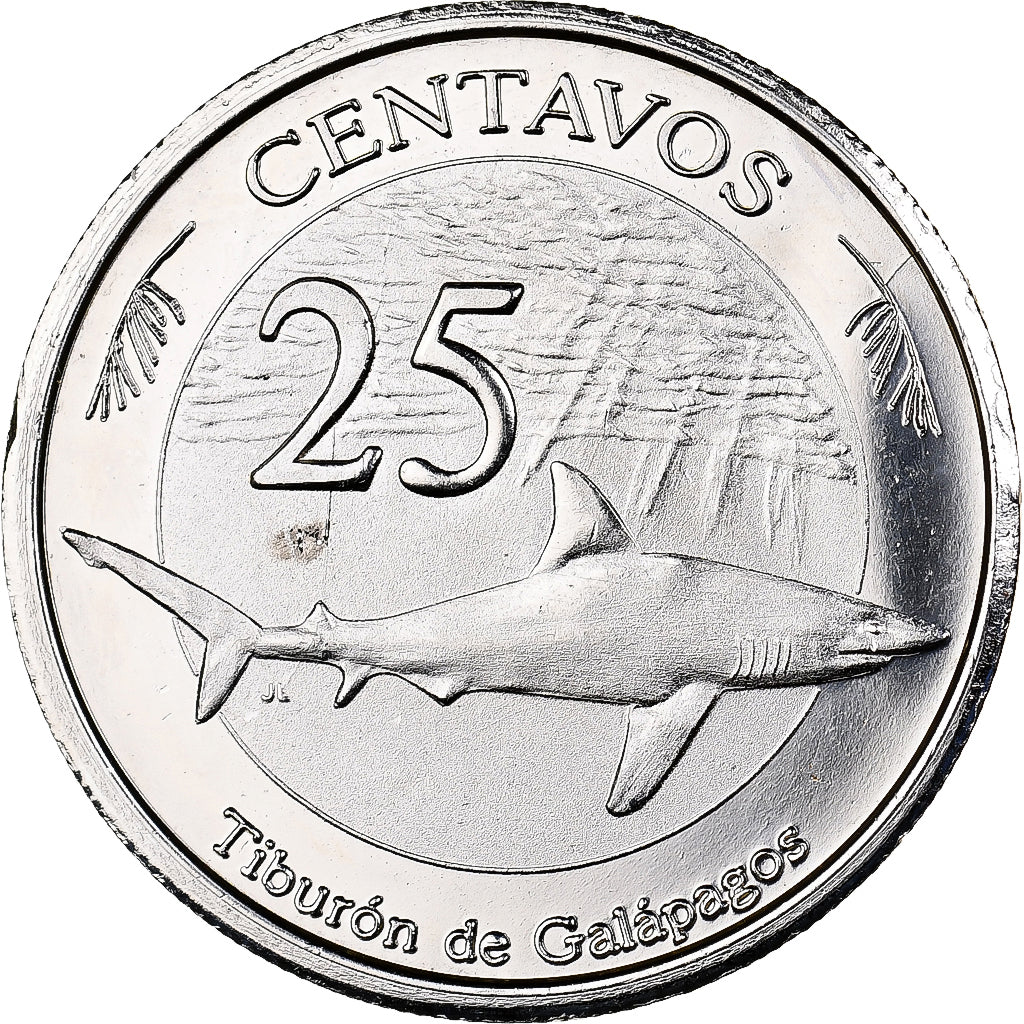 GALAPAGOS ISLANDS, 25 Centavos, 2008, Copper-nickel, MS(63), KM:4