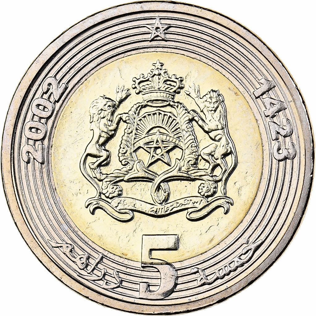 Maroc, Mohammed VI, 5 Dirhams, 2002, Paris, Bimétallique, FDC, KM:109