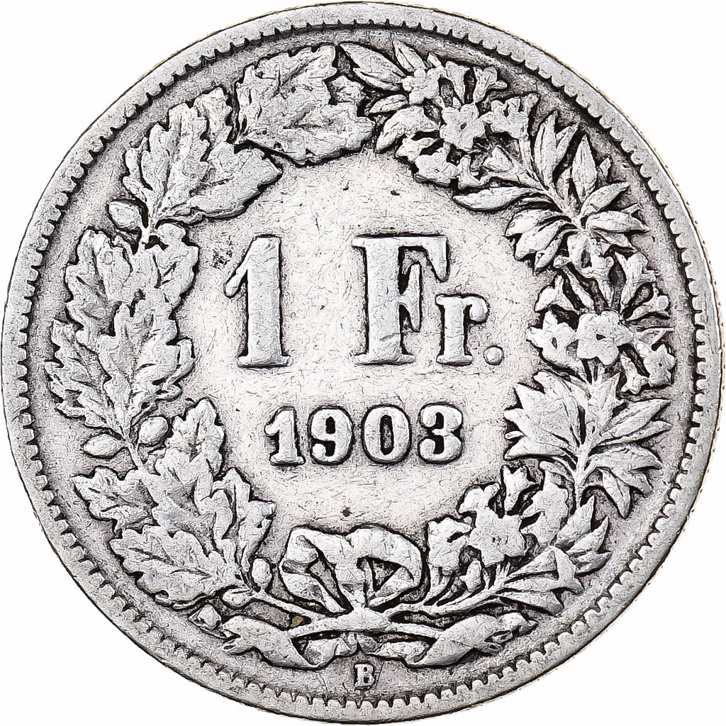Szwajcaria, Franc, 1903, Bern, Srebro, VF(20-25), KM:24
