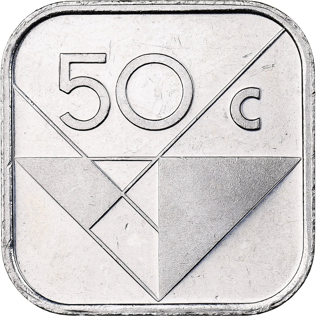 Aruba, Beatrix, 50 Cents, 2000, Utrecht, Nickel Bonded Steel, MS(65-70), KM:4