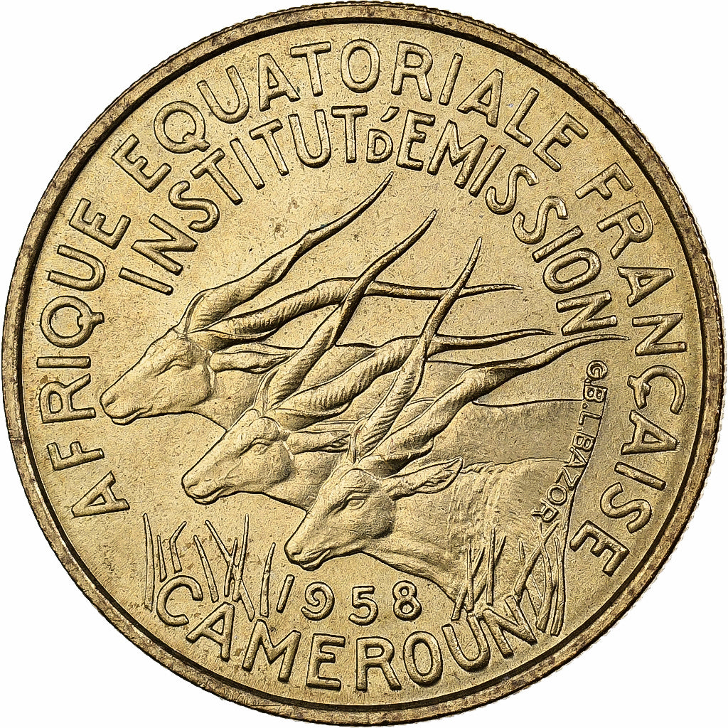 Cameroon, 25 Francs, 1958, Aluminum-Bronze, MS(60-62), KM:12