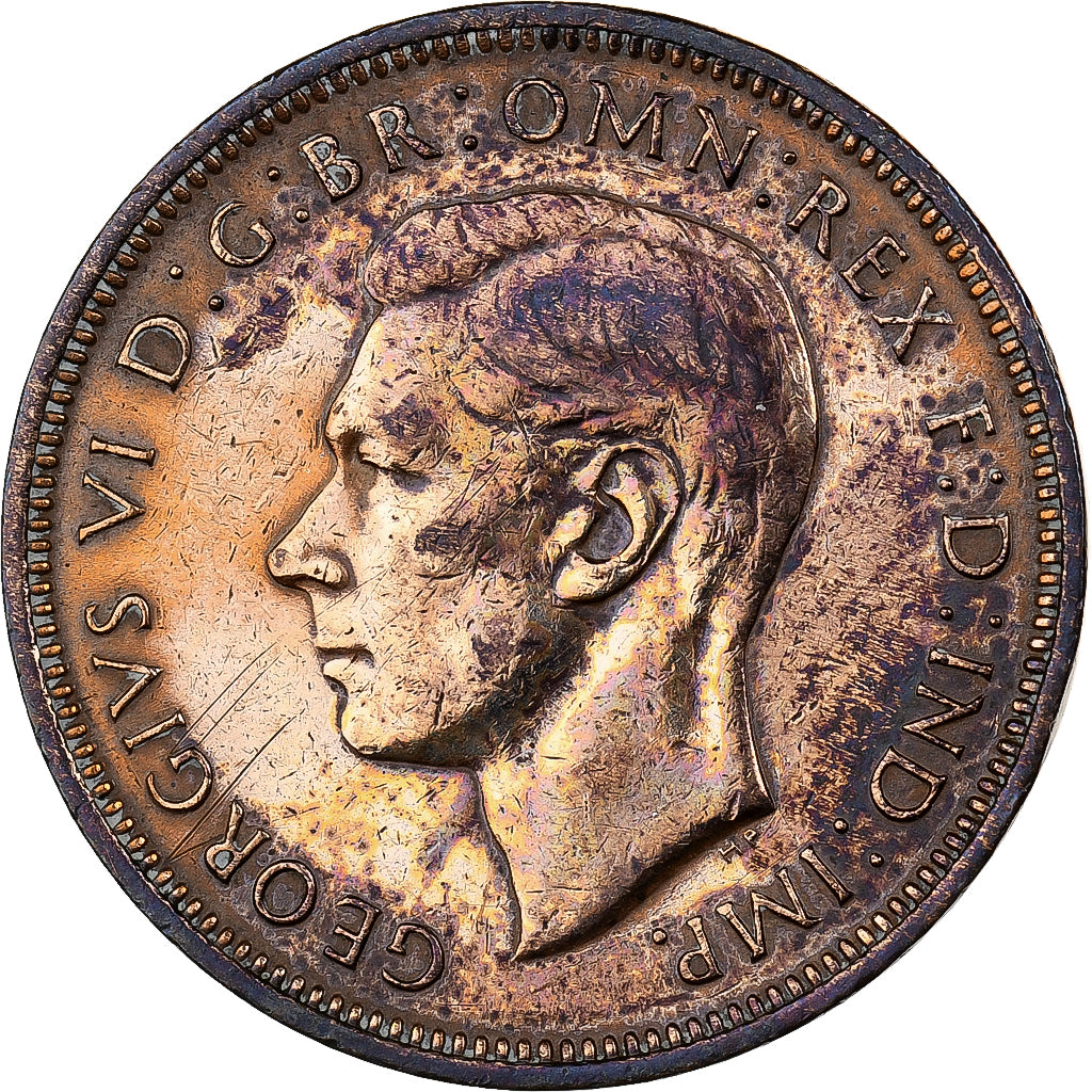 Groot Bretagne, George VI, 1/2 Penny, 1948, Bronzen, ZF, KM:844