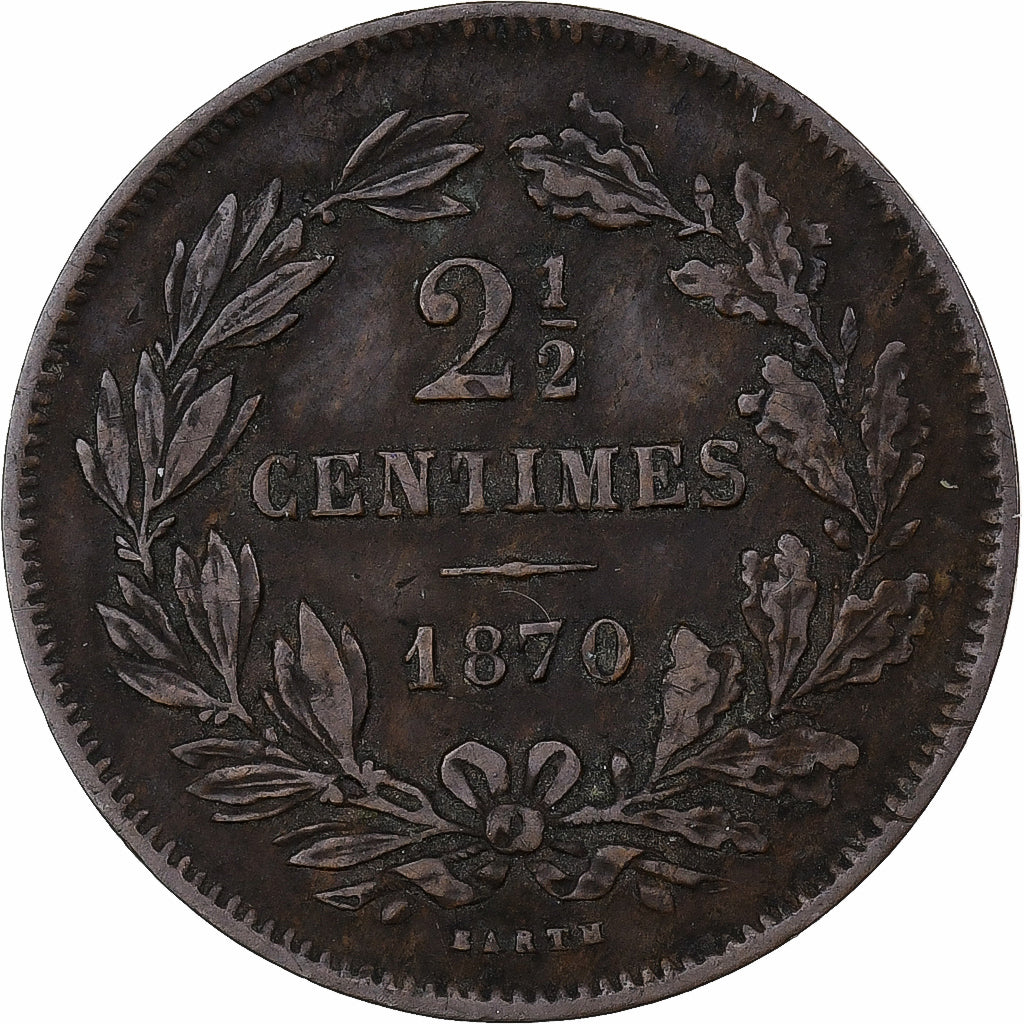Luxemburg, William III, 2-1/2 Centimes, 1870, Utrecht, Bronze, S+, KM:21