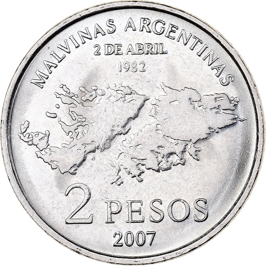 Argentina, 2 Pesos, 2007, Kremnica, Copper-nickel, MS(63), KM:144.1