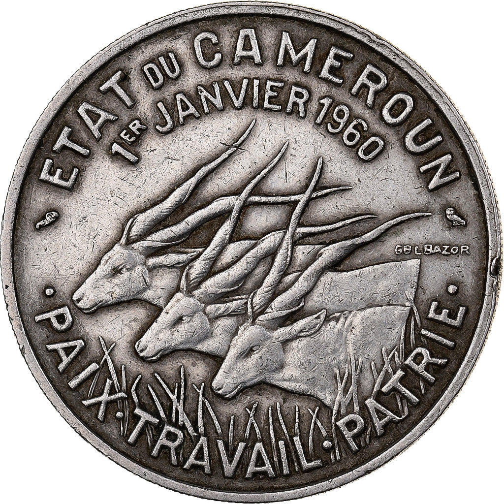 Cameroon, 50 Francs, 1960, Paris, Copper-nickel, EF(40-45), KM:13