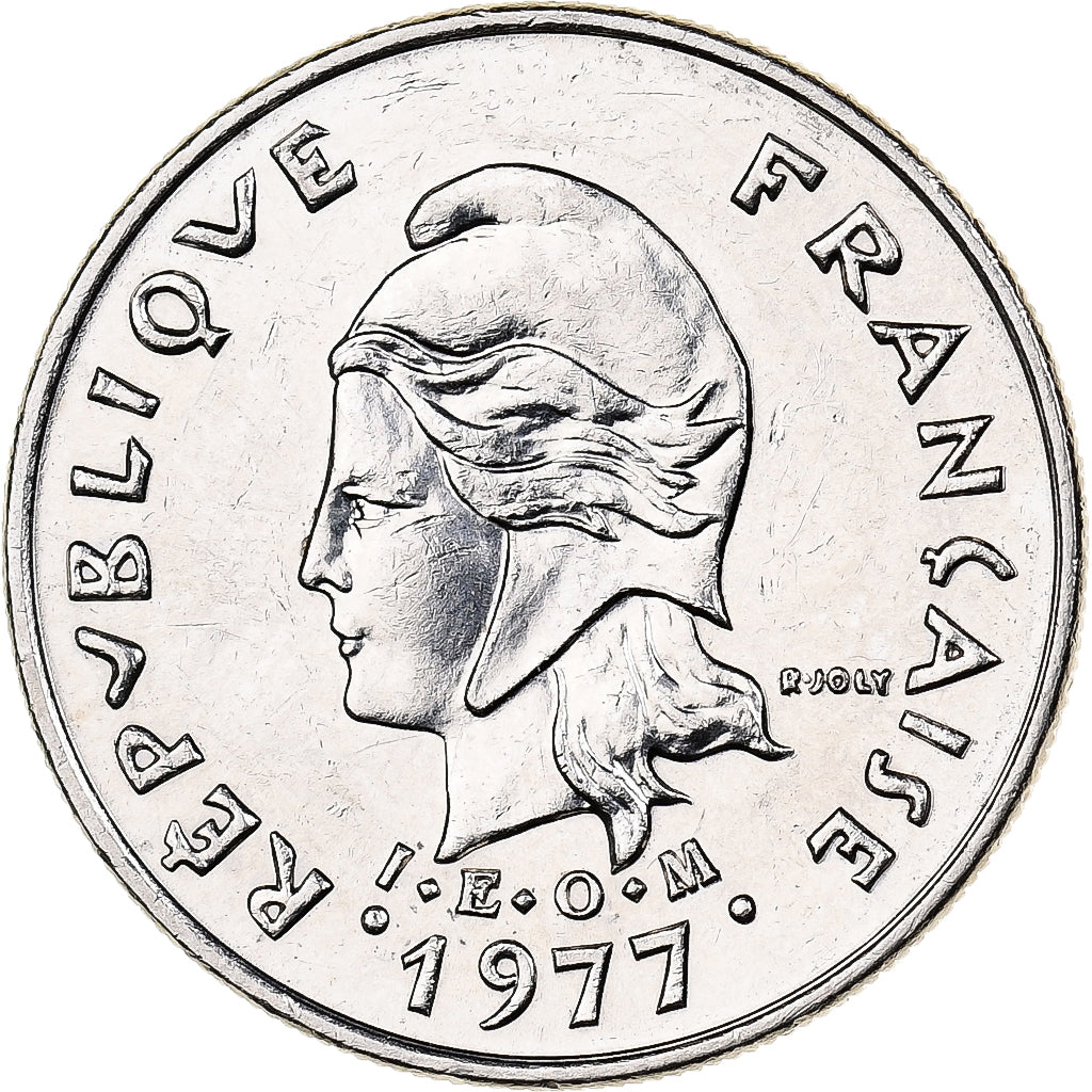 New Caledonia, 10 Francs, 1977, Paris, Nickel, AU(55-58), KM:11