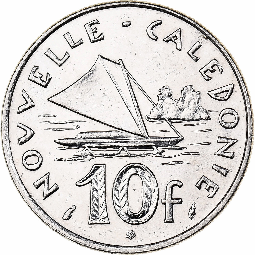 New Caledonia, 10 Francs, 1977, Paris, Nickel, AU(55-58), KM:11