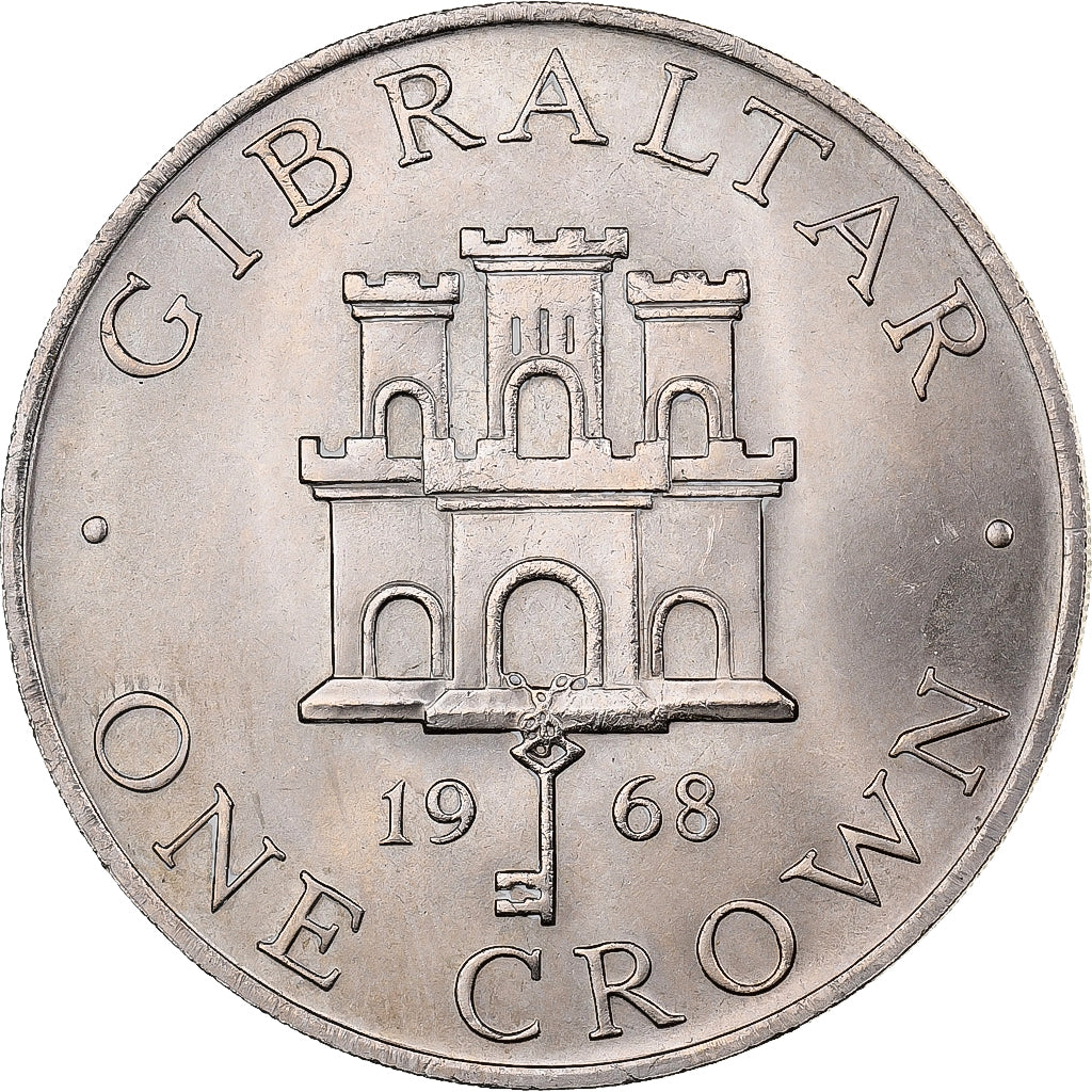 Gibraltar, Elizabeth II, Crown, 1968, Copper-nickel, MS(63), KM:4