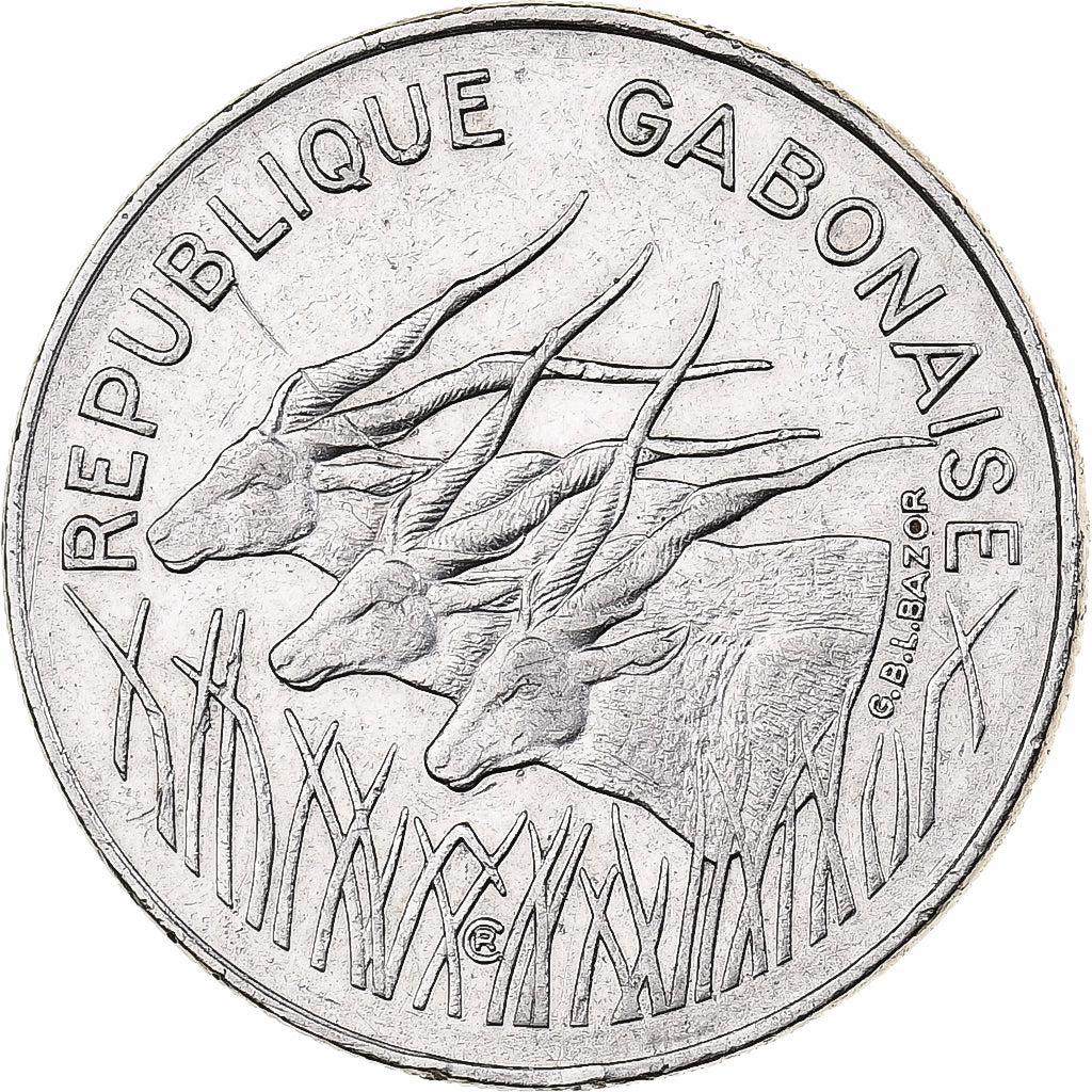 Gabon, 100 Francs, 1977, Paris, Nickel, EF(40-45), KM:13