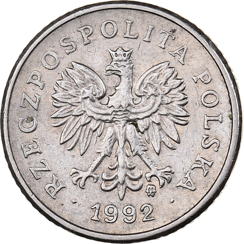 Poland, 10 Groszy, 1992, Warsaw, Copper-nickel, AU(55-58), KM:279