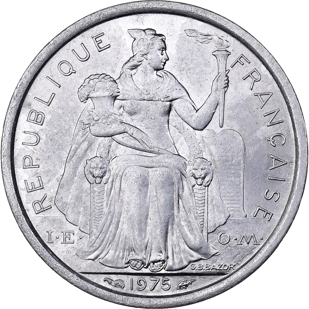 French Polynesia, Franc, 1975, Paris, Aluminum, EF(40-45), KM:11