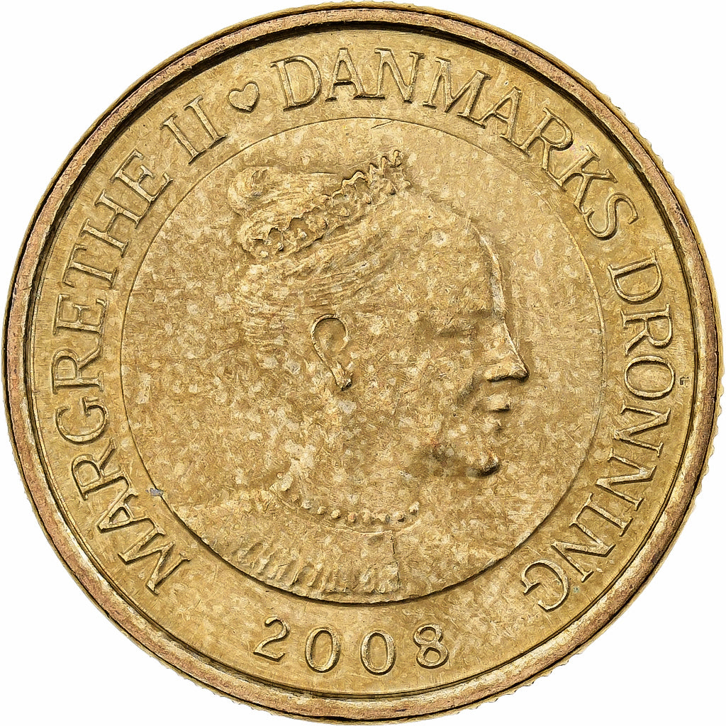 Dinamarca, Margrethe II, 20 Kroner, 2008, Alumínio-Bronze, MS(63), KM:927