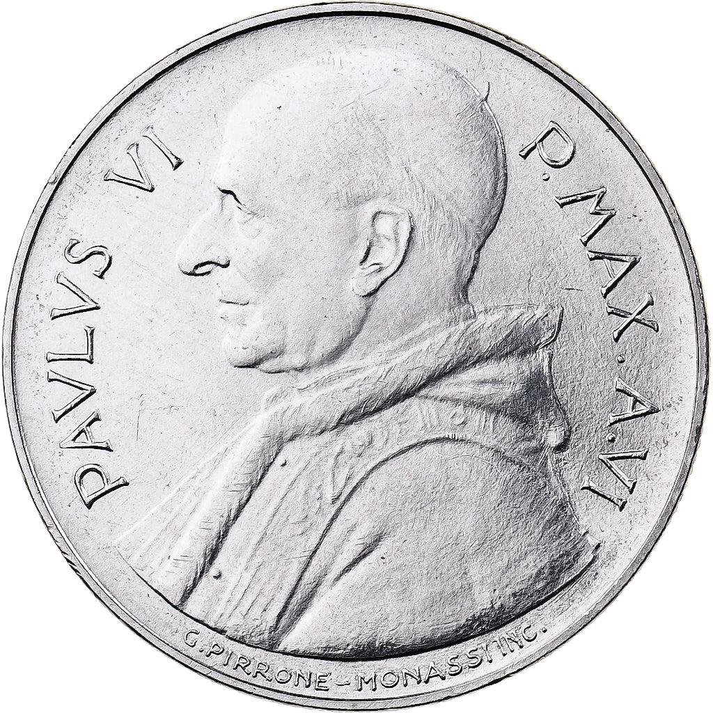 CIDADE DO VATICANO, Paul VI, 100 Lire, 1968 (Anno VI), Rome, Aço Inoxidável