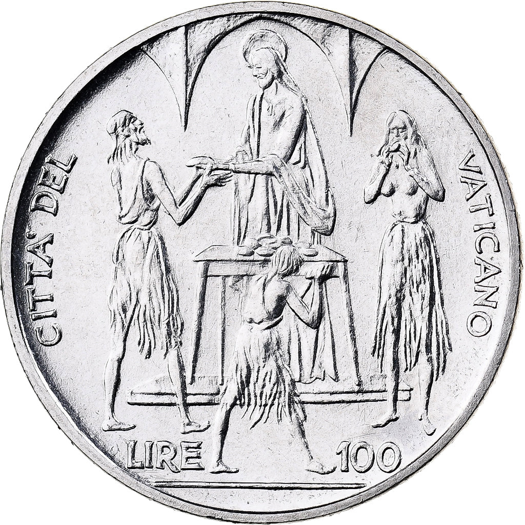 CIDADE DO VATICANO, Paul VI, 100 Lire, 1968 (Anno VI), Rome, Aço Inoxidável