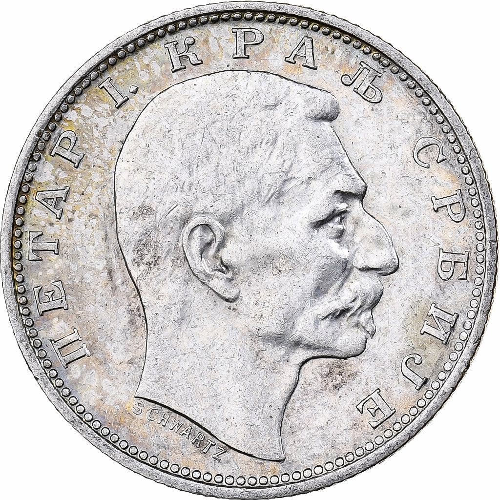 Serbia, Peter I, Dinar, 1912, Silver, AU(55-58), KM:25.1
