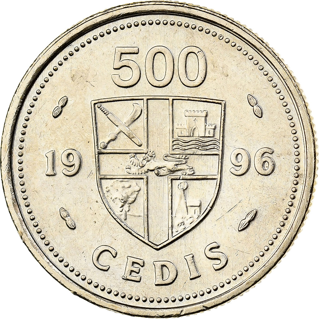 Ghana, 500 Cedis, 1996, Nichel-ottone, FDC, KM:34