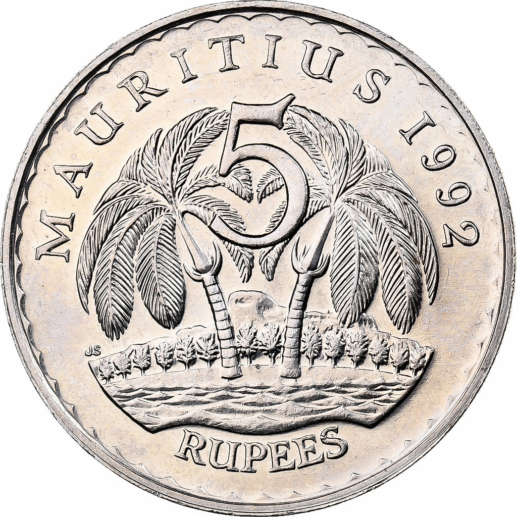 Mauritius, 5 Rupees, 1992, Copper-nickel, MS(63), KM:56