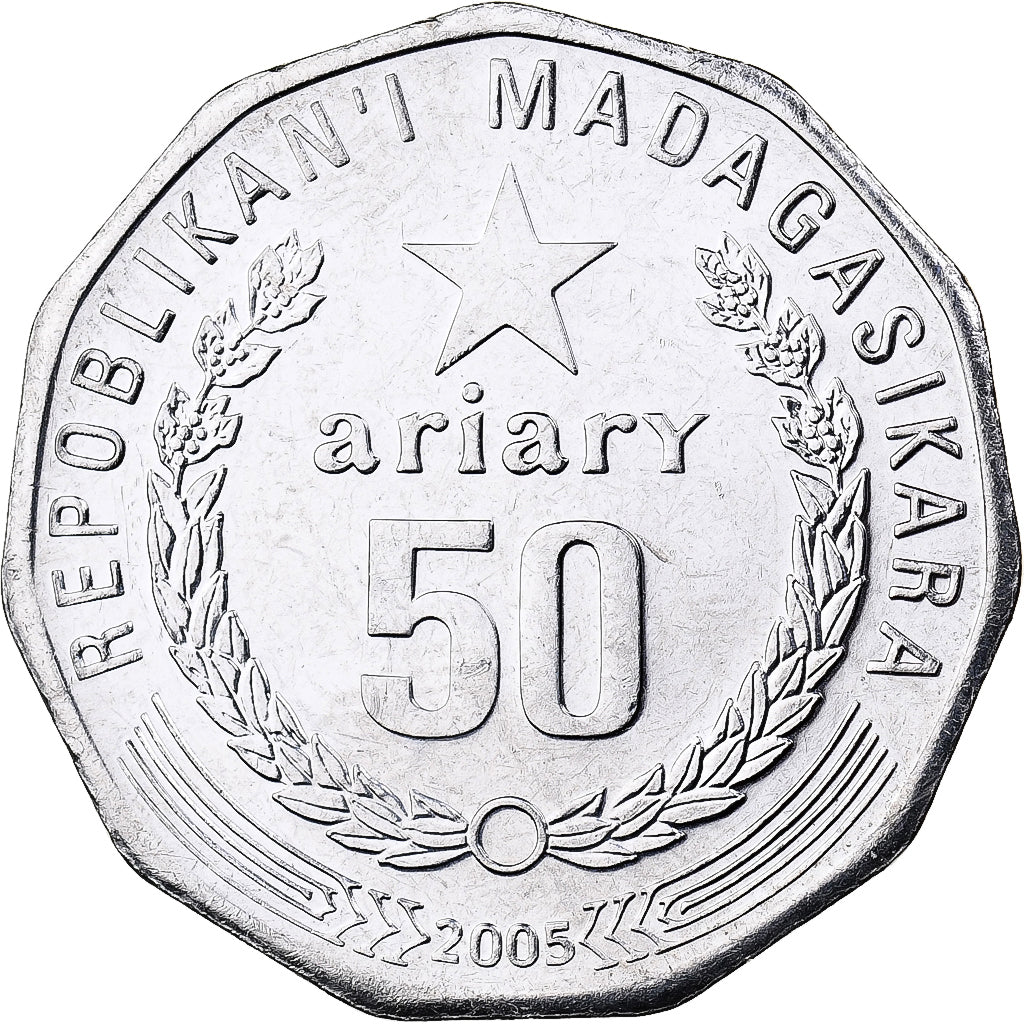 Madagáscar, 50 Ariary, 2005, Royal Canadian Mint, Aço Inoxidável, MS(63)