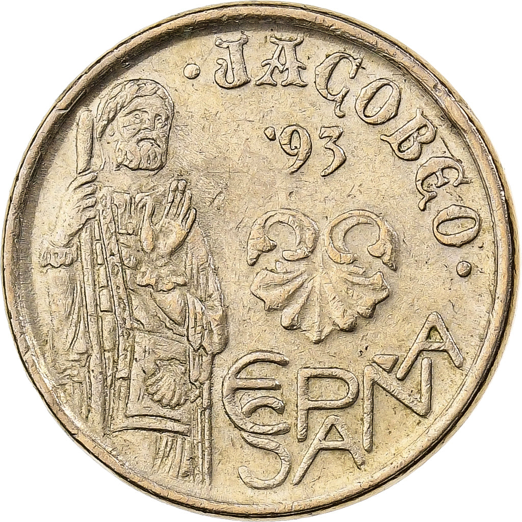 Spagna, Juan Carlos I, 5 Pesetas, 1993, Madrid, Alluminio-bronzo, BB+, KM:919