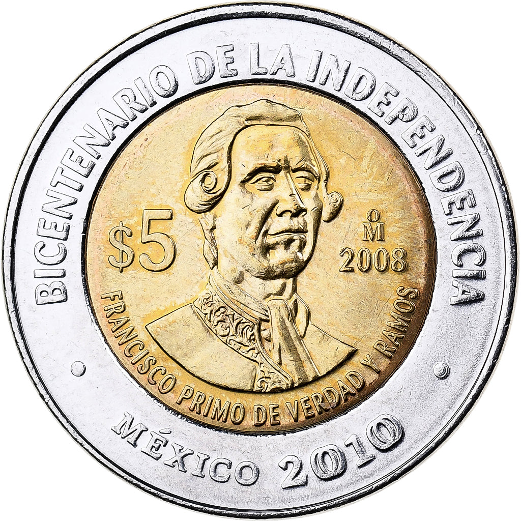 Mexico, 5 Pesos, 2008, Mexico City, Bi-Metallic, MS(63), KM:900.1