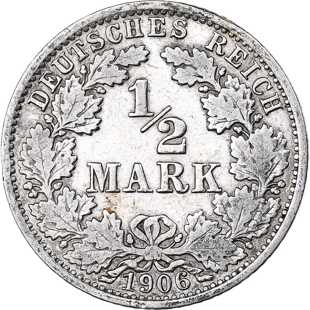 GERMANIA - IMPERO, 1/2 Mark, 1906, Berlin, Argento, BB, KM:17