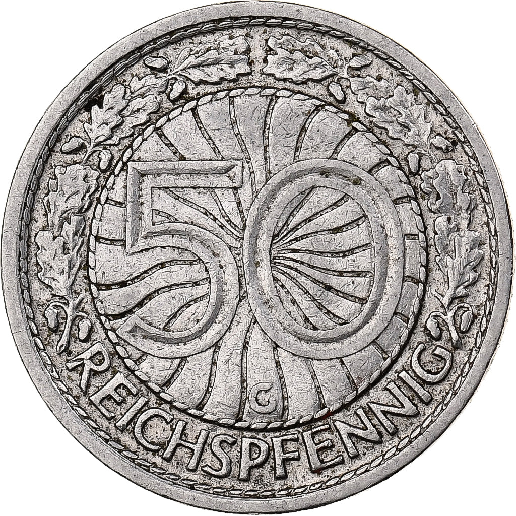 ALEMANHA, REPÚBLICA DE WEIMAR, 50 Reichspfennig, 1928, Karlsruhe, Níquel