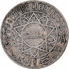 Morocco, Mohammed V, 5 Francs, AH 1352/1933, Paris, Silver, VF(30-35), KM:37