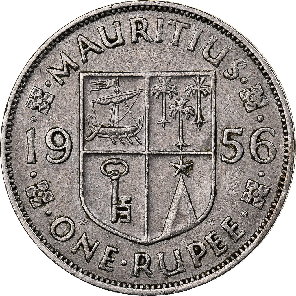 Mauritius, Elizabeth II, Rupee, 1956, Rame-nichel, BB, KM:35.1