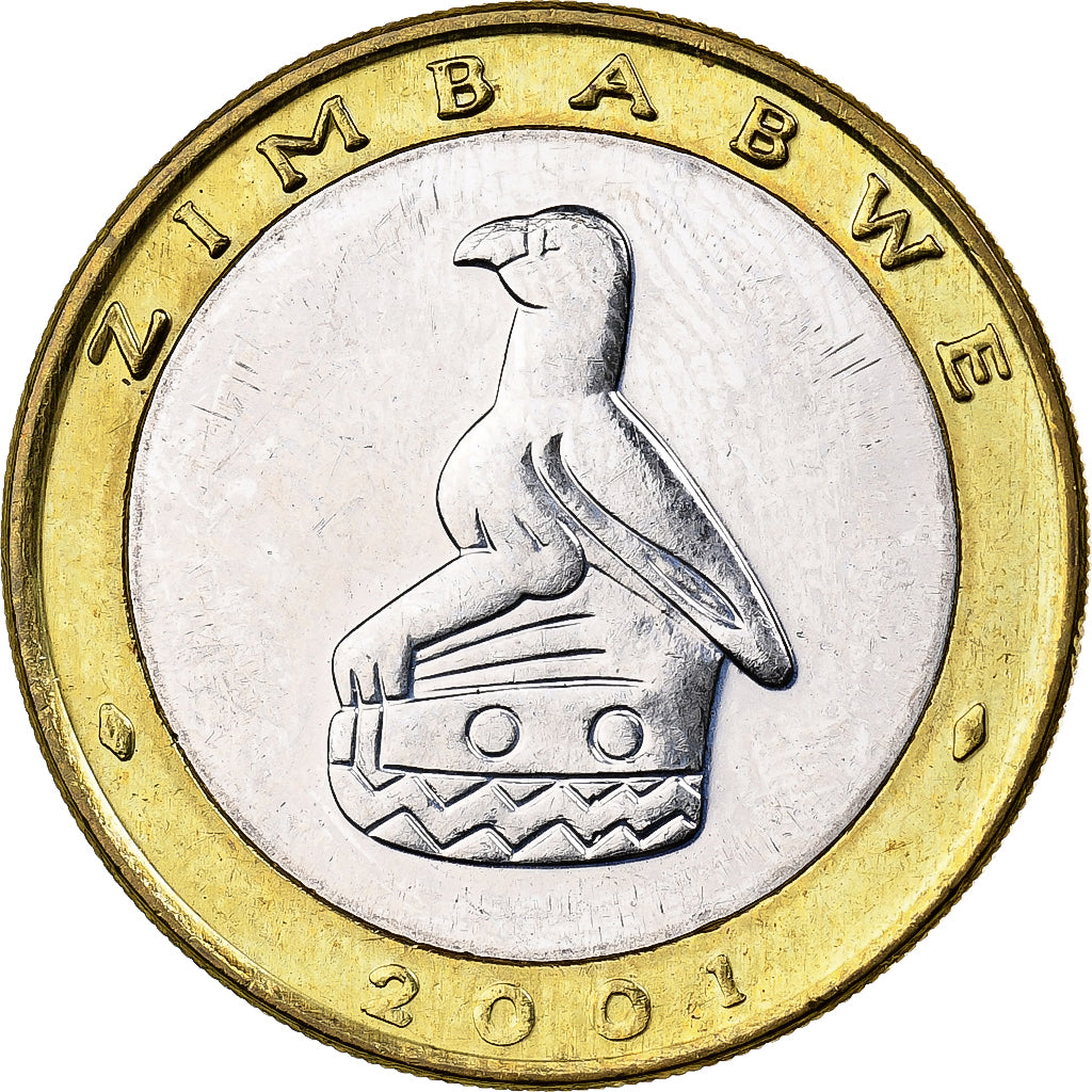 Zimbabwe, 5 Dollars, 2001, Harare, Bi-Metallic, MS(65-70), KM:13