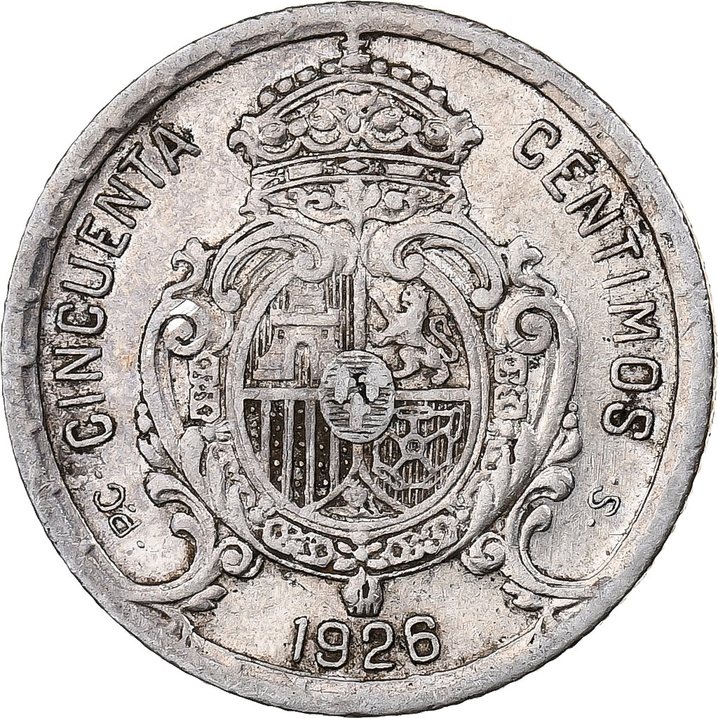Spain, Alfonso XIII, 50 Centimos, 1926, Madrid, Silver, AU(55-58), KM:741