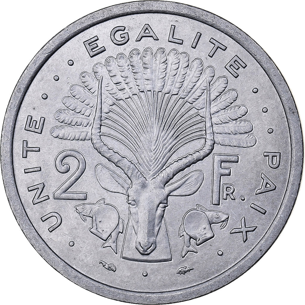 Dschibuti, 2 Francs, 1977, Paris, Aluminium, VZ, KM:21