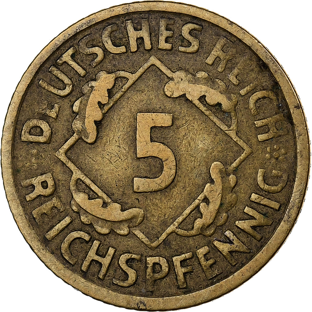 NIEMCY, REP. WEIMARSKA, 5 Reichspfennig, 1925, Berlin, Aluminium-Brąz