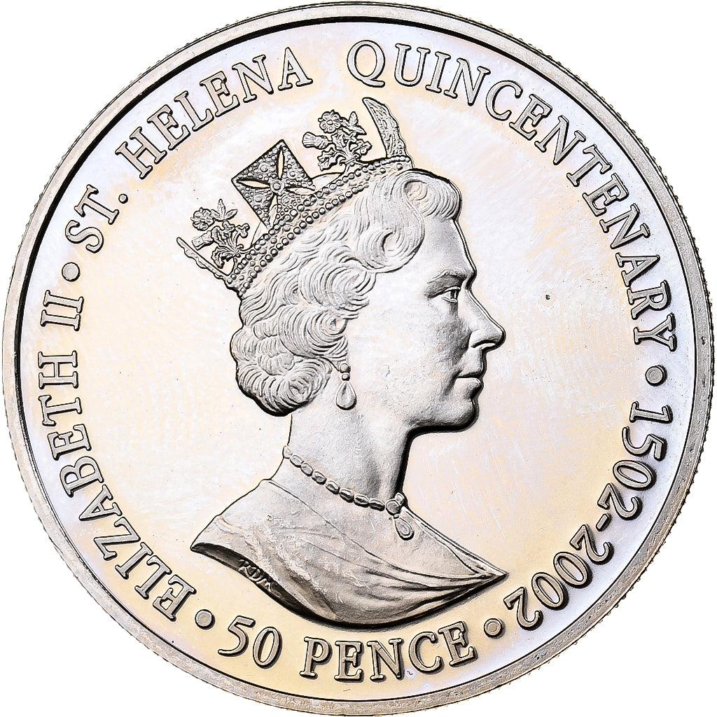 Sint Helena, Elizabeth II, 50 Pence, 2002, Valcambi, Cupro-nikkel, PROOF