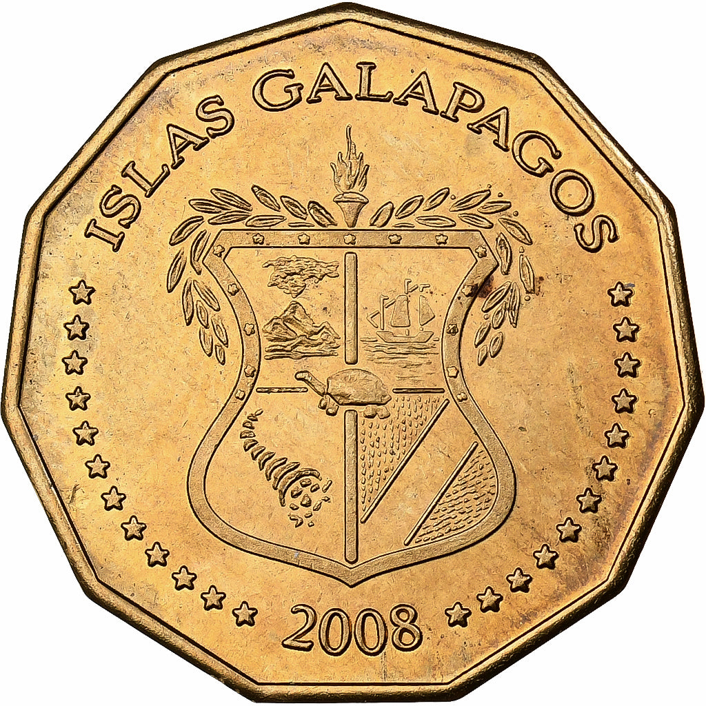 GALAPAGOS ISLANDS, Dolar, 2008, Brass, MS63, KM:6