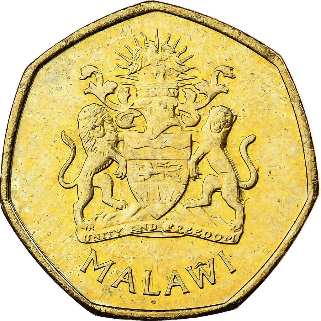 Malawi, 50 Tambala, 2004, Brass plated steel, MS(63), KM:66