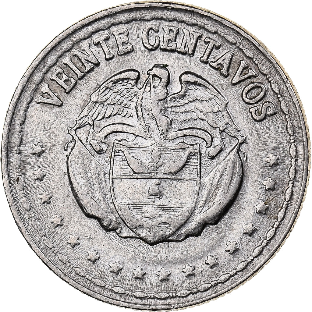 Colombia, 20 Centavos, 1963, Copper-nickel, AU(55-58), KM:215.2