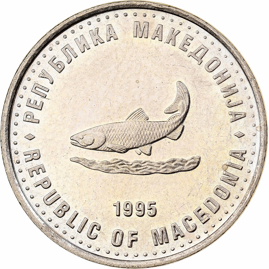 Macedonia, 2 Denari, 1995, Brass, MS(63), KM:6