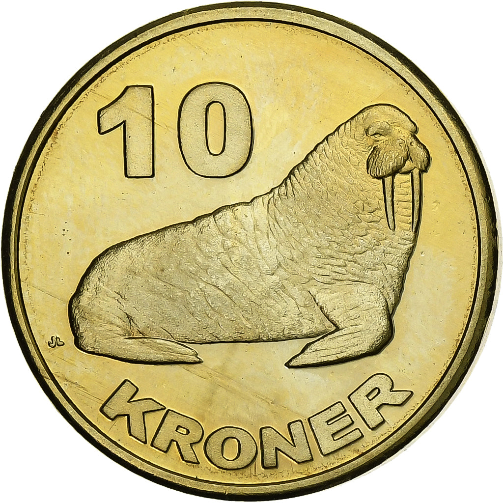 Greenland, KALAALLIT NUNAAT, 10 Kroner, 2010, Brass, MS(63), KM:Pr6