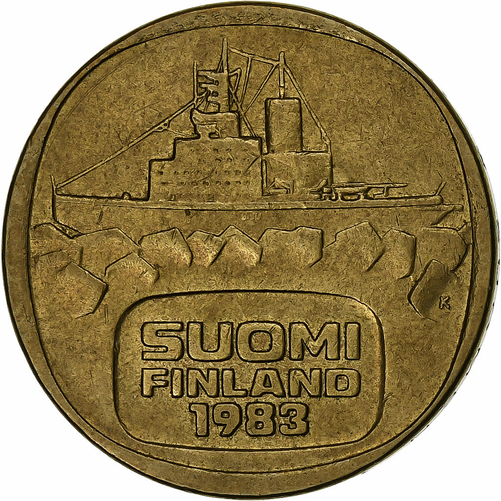 Finlandia, 5 Markkaa, 1983, Alluminio-bronzo, BB, KM:57