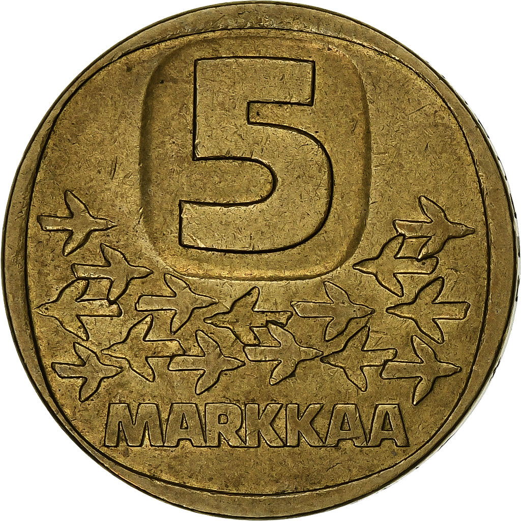Finlandia, 5 Markkaa, 1983, Alluminio-bronzo, BB, KM:57