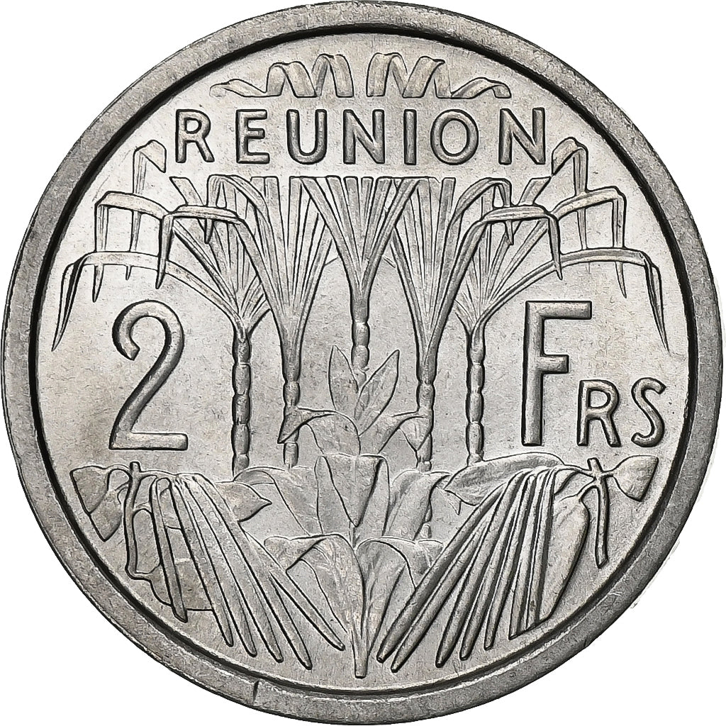 Réunion, 2 Francs, 1969, Aluminum, MS(65-70), KM:8