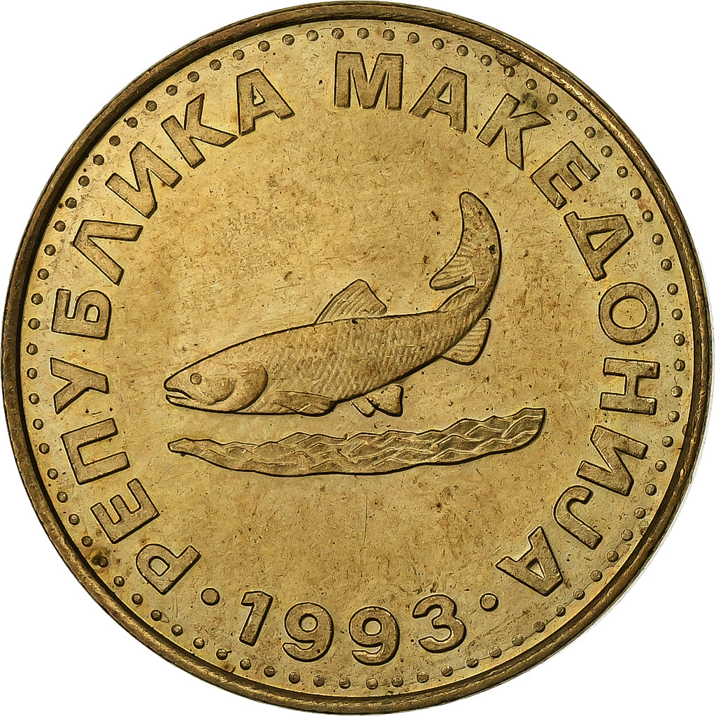 Macedonia, 2 Denari, 1993, Brass, MS(63), KM:3