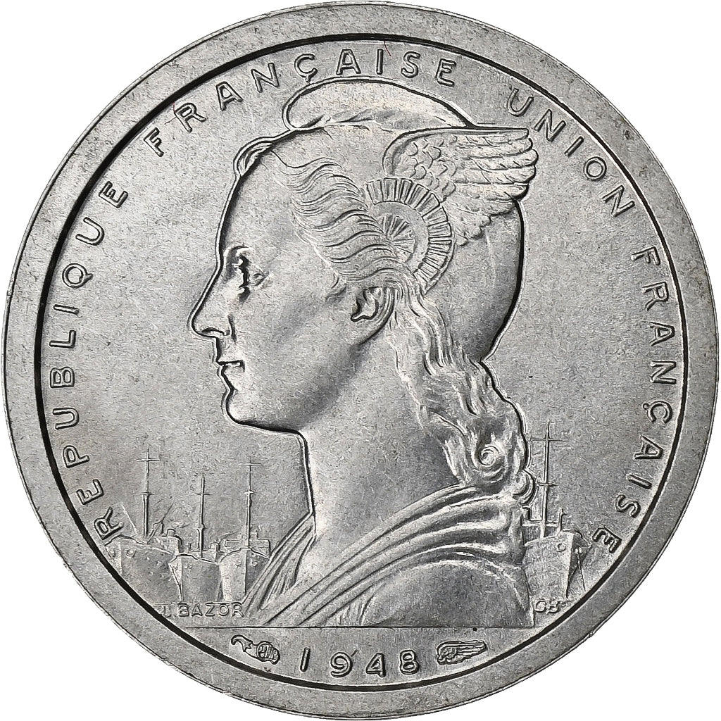 French West Africa, Franc, 1948, Aluminum, AU(55-58), KM:3
