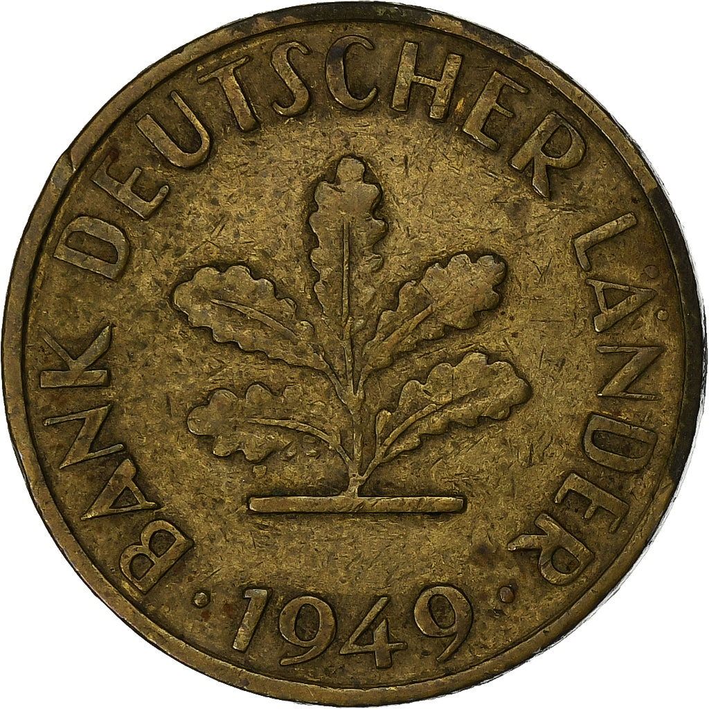 GERMANIA - REPUBBLICA FEDERALE, 10 Pfennig, 1949, Hamburg, Acciaio ricoperto in