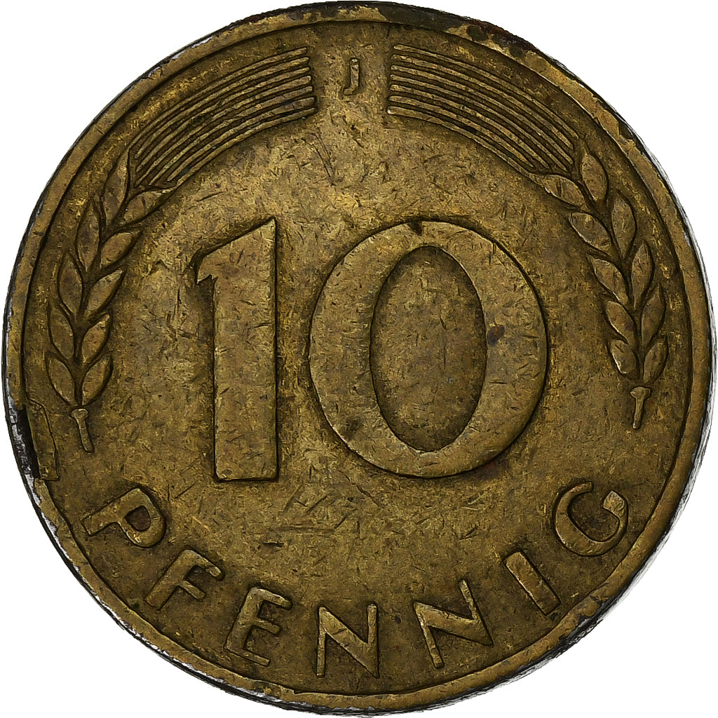 GERMANIA - REPUBBLICA FEDERALE, 10 Pfennig, 1949, Hamburg, Acciaio ricoperto in