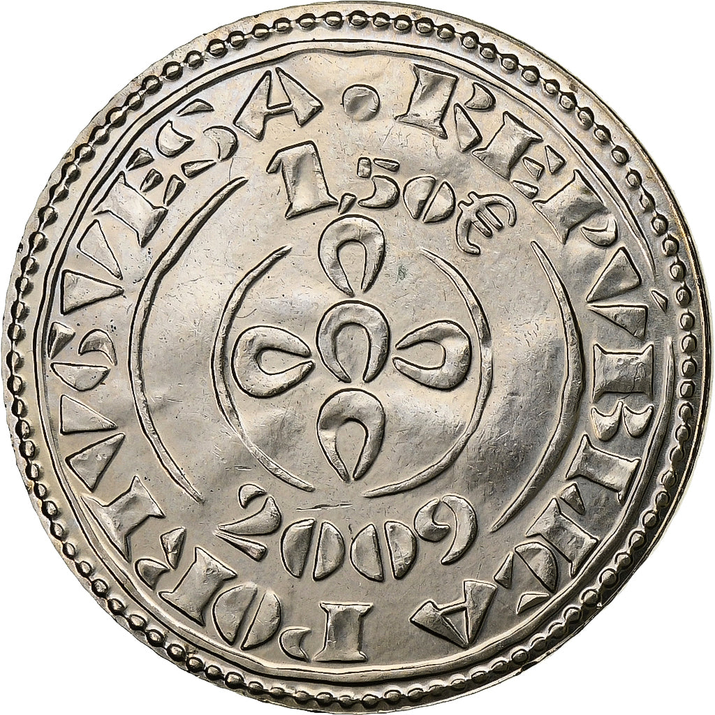 Portugal, 1-1/2 Euro, 2009, Kupfer-Nickel, UNZ, KM:789