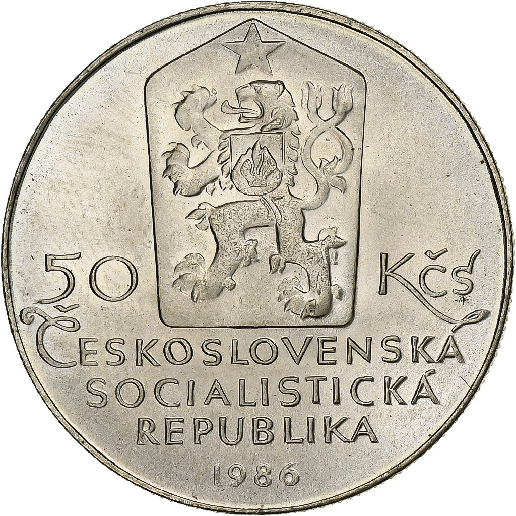 Checoslováquia, 50 Korun, 1986, Prata, MS(65-70), KM:124